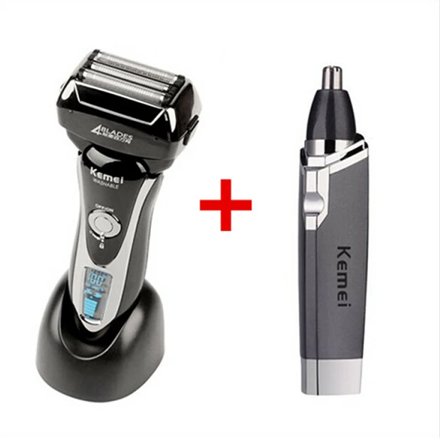 Shaver And Trimmer 100-240 В перезаряжаемый электробритва 4 лезвия моющиеся электрические бритвы с ЖК-дисплеем триммер для бороды мужской уход за лицом Barbeador - Цвет: Shaver And Trimmer