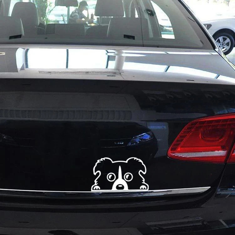 1 шт. 14*8 см 2019 Новый дизайн забавные наклейки для автомобиля Peeking Border Collie Dog