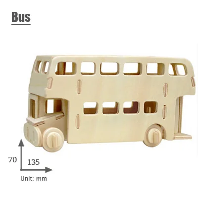 Bus 3d трехмерные деревянные пазлы с животными игрушки для Детский Набор для творчества ручная работа деревянные пазлы животные насекомые серии - Цвет: Bus