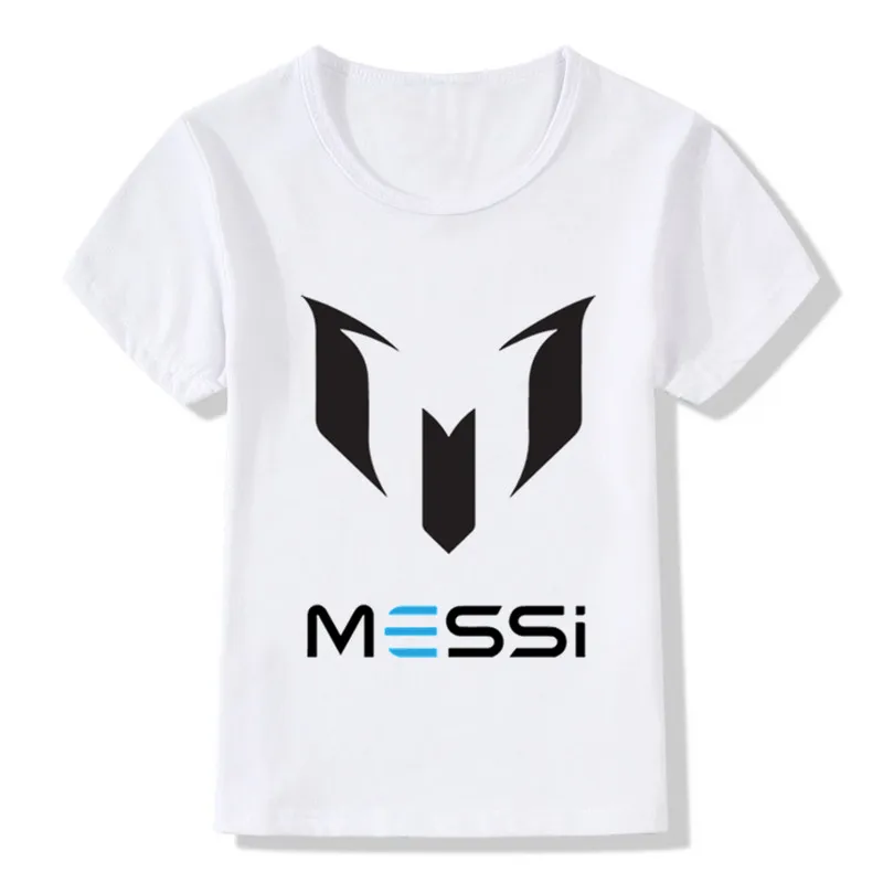 2017 г. Забавные детские футболки с буквенным принтом Messi летний топ одежда