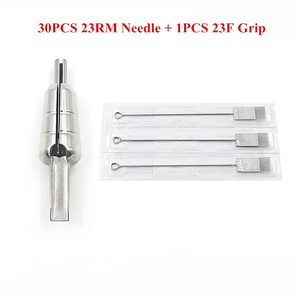 

Stainless Steel Flat Tattoo Grip with Needle 30PCS 23RM Disposable Sterile Tattoo Needle with 1PCS 23F Flat Tattoo Grip