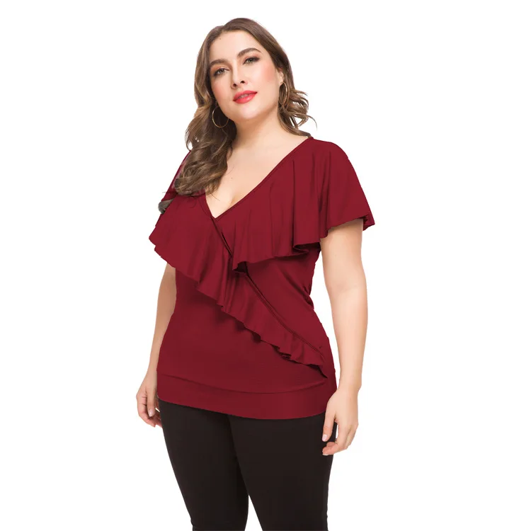 Женский летний топ с оборками и V-образным вырезом | Женская одежда