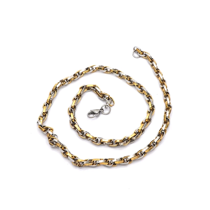 Ожерелье из нержавеющей стали для женщин и мужчин оптом серебро с золотом