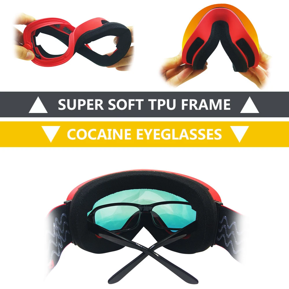 

Adult Winter Sports Ski Goggles Double Decker Men Snowboard An-ti Fog Riding Skiing Glasses Mountaineering Anti-fog Lens Eyewear