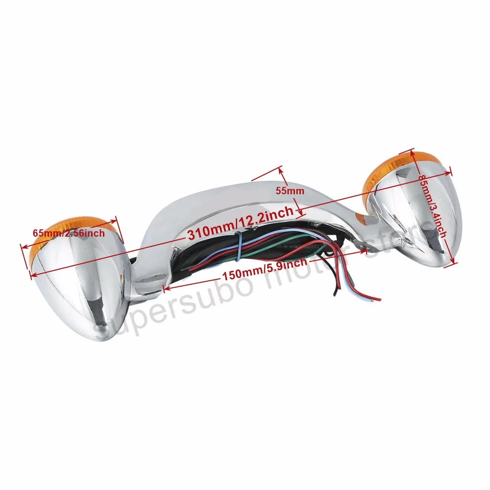 Motorcycle CHROMED Rear LED turn signal Lights Bar For Harley Touring Street Glide Road roadking 2010-2017 | Автомобили и