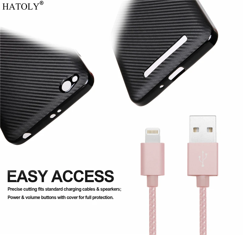 HATOLY For Fundas Xiaomi Redmi 4A Case Ultra-thin Soft TPU Carbon Fiber Back Cover for |