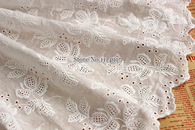 Натуральный белый 100% хлопок ажурная вышитая кружевная ткань швейцарский ручная