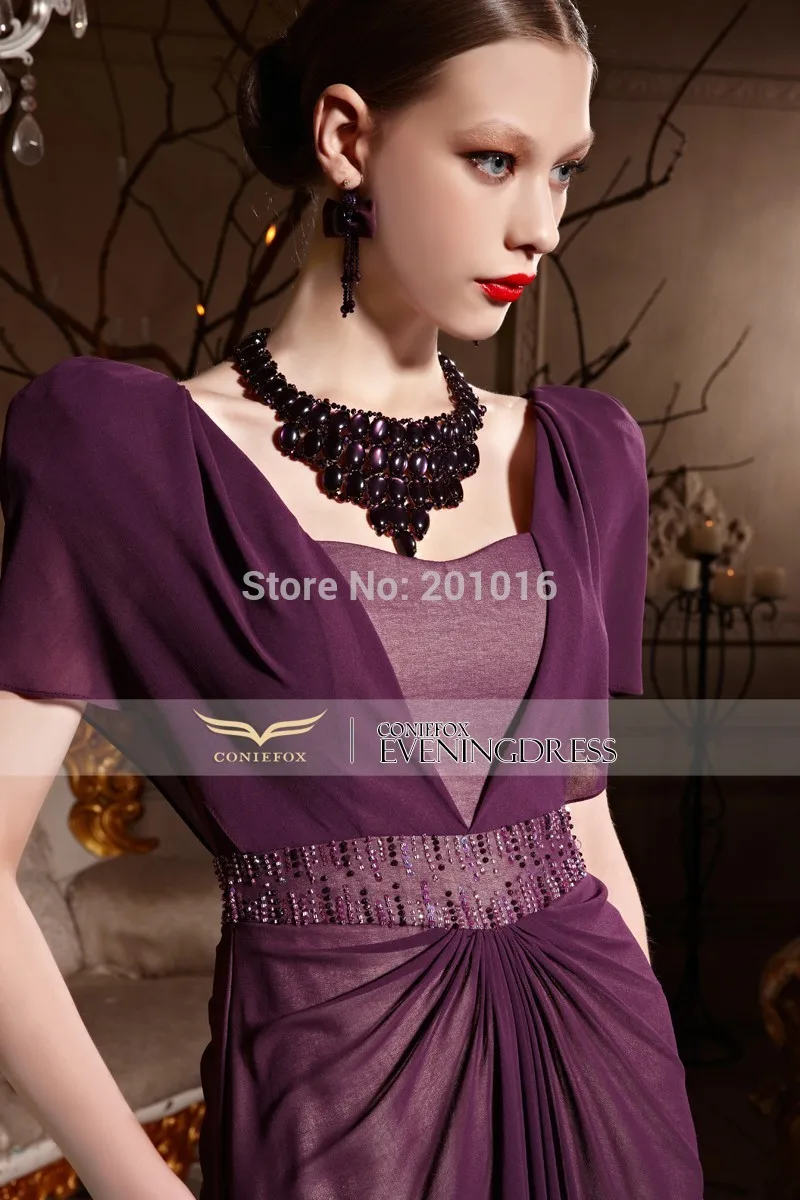 Fast Shipping ! Kingfox 30619 Floor Length Short Sleeves Backless Purple Bridesmaids Dresses | Свадьбы и торжества