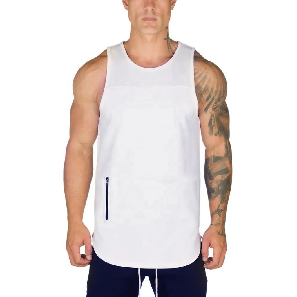 Mens Vest 2019 Men Pure Color Sports Zipper Slim Large Open-Forked Male | Мужская одежда