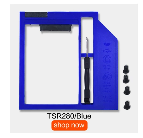 TISHRIC пластик Optibay 2nd HDD Caddy Box 9,5 мм SATA 3,0 для 9/9. 5 мм 2," SSD адаптер CD DVD HDD чехол Корпус для ноутбука