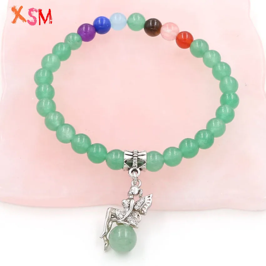 

Wholesale 10 Pcs Elegance Natural Stone 6mm Round Beads Angel Reiki 7 Chakra DIY Bracelet for Women Lucky Charms Fashion Jewelry
