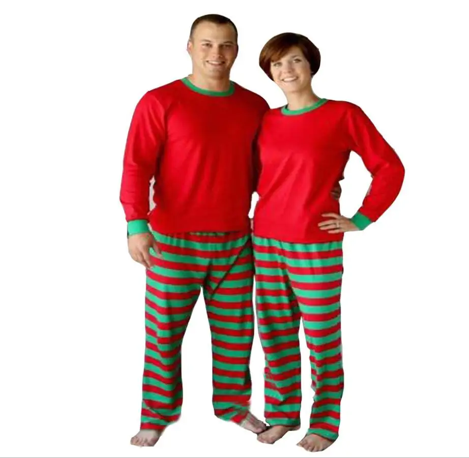Family Christmas pajama Suit Father Mother Kids Striped Xmas PJS Set Baby 2Pcs Clothing Pajamas 2018 New Sleepwear | Мать и ребенок