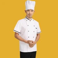 fashionable unisex chefs uniformchef jackets chef kitchen short sleeve work wear chef service white color gilt buttons