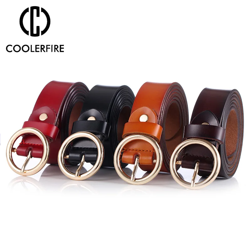 Модный классический женский широкий ремень COOLERFIRE с круглой пряжкой дизайнерский
