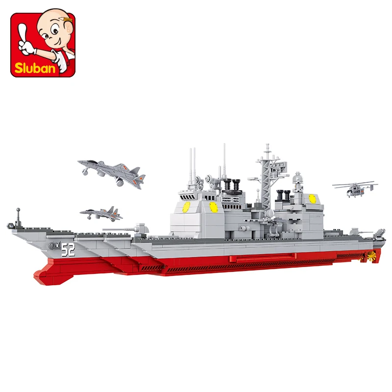 Конструктор Sluban WW2 военный лодочный круизер 883 шт. развивающие кирпичи игрушка