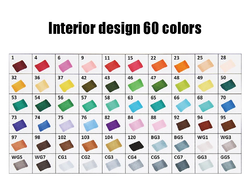 60 Interior design Художественный маркер 30/40/60/80/168 Цвета на спиртовой основе Ручки Маркеры двойная головка эскиз маркеры кисточки ручка для рисования манга дизайн товары для рукоделия - Цвет: 60 Interior design