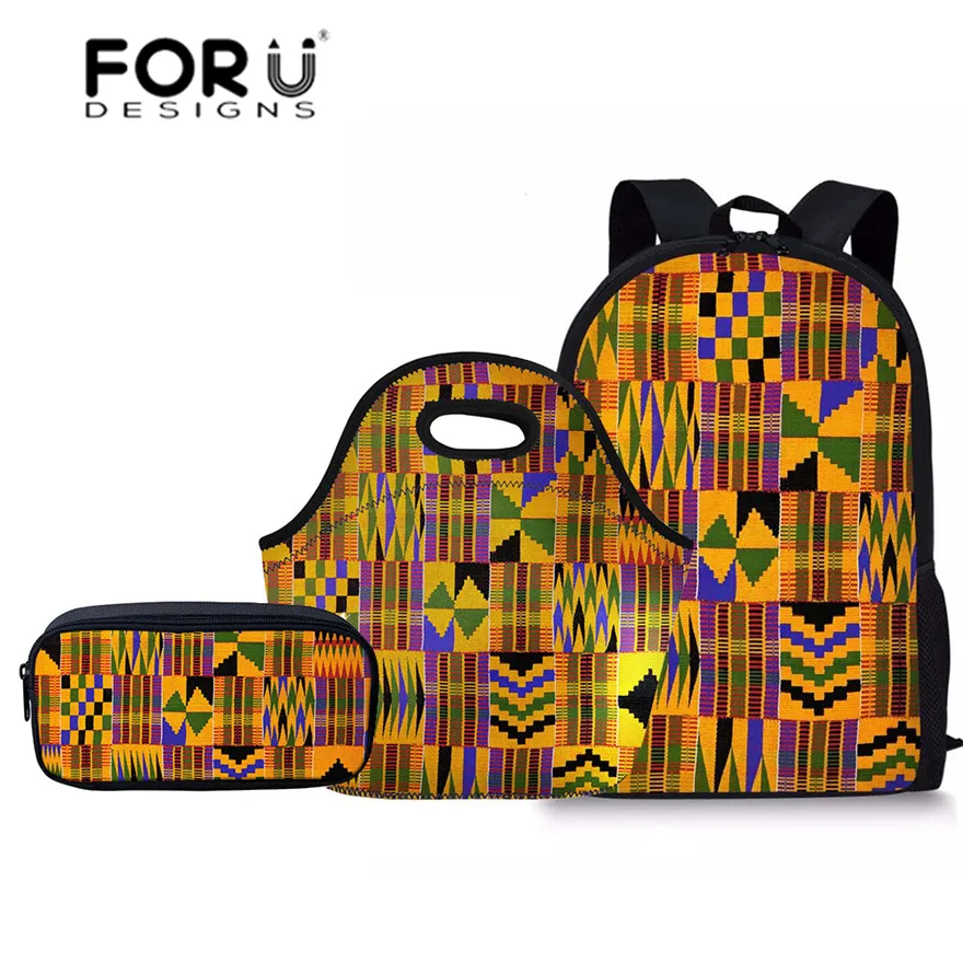 FORUDESIGNS/3 шт./компл. школьные сумки для детей в африканском стиле, сумка для начальной школы, Детская сумка через плечо, сумка для девочек