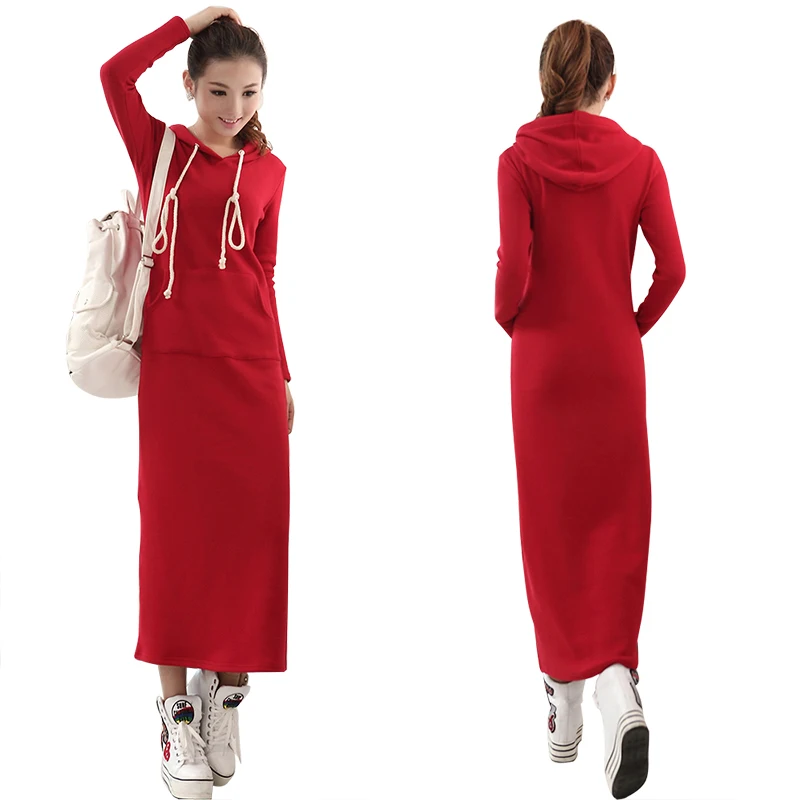 Новинка 2019 Женский пуловер с капюшоном большого размера на осень и зиму длинное