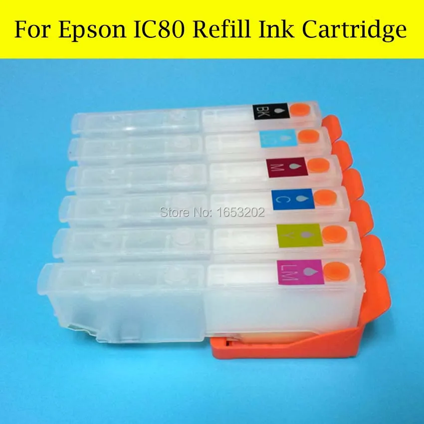 6 цветов/комплект пустые чернильные картриджи IC80 для Epson|ink cartridge|refillable ink cartridgesempty
