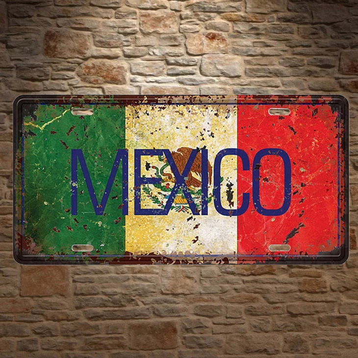 

1 pc Mexico Flag plaques Tin Plate Sign plate wall man cave Decoration Metal Art dropshipping Poster metal