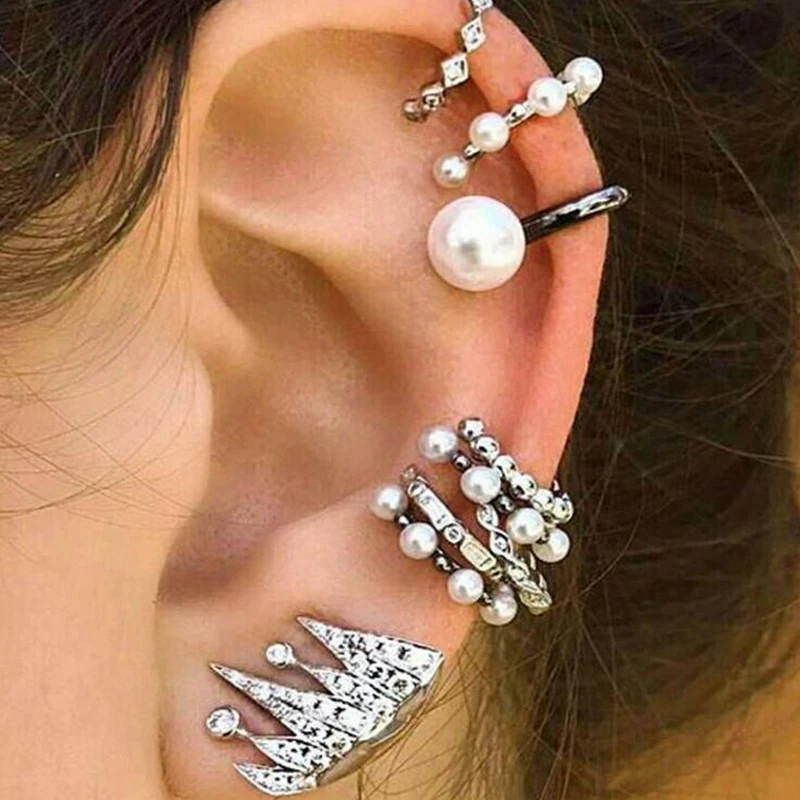 Женские серьги клипсы ROMAD богемные в богемном стиле с кристаллами 9