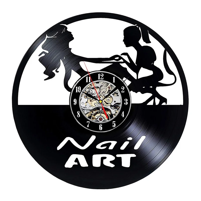 Маникюрные 3d-часы Saat Horloge Murale Wandklok маникюрные виниловые часы для студии 12 дюймов