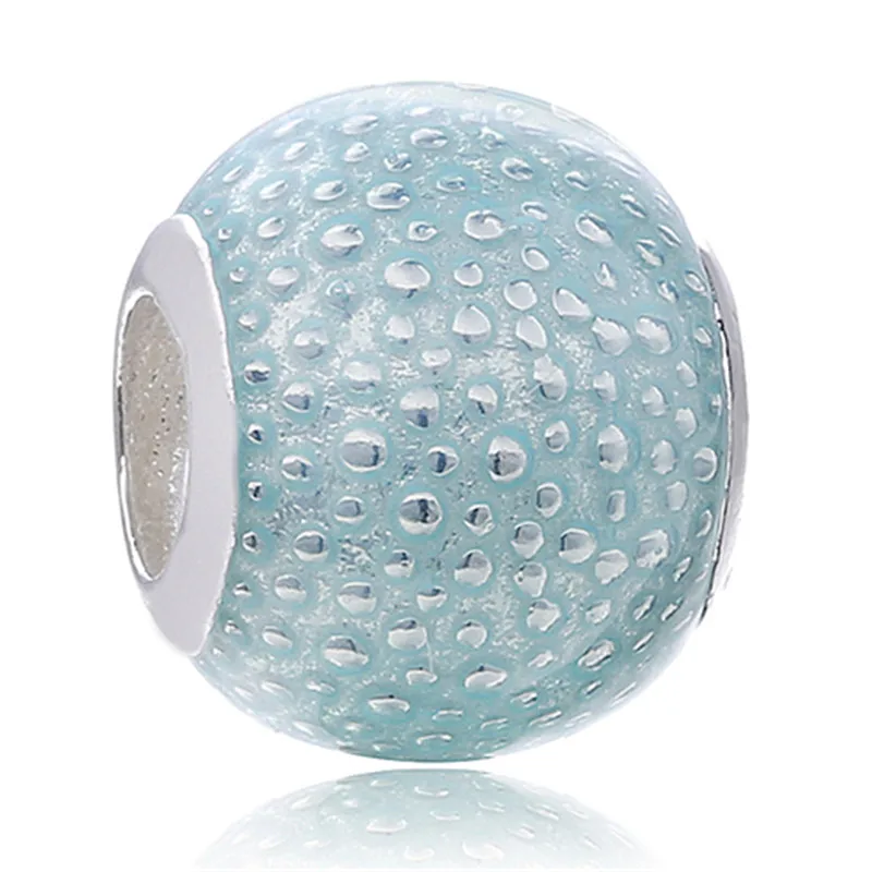 Enamel Blue Bead Новинка года! Новинка! 925 пробы, серебряный цвет, четкий Фианит, красные, голубые шармы, бисер, подходит для изготовления браслетов - Цвет: Enamel Blue Bead