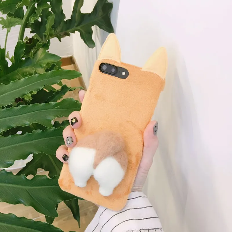 Ainike теплый мягкий пушистый задний Чехол для iPhone X 6s Plus 7Plus 8 8Plus XR XS Max 3D Собака Щенок