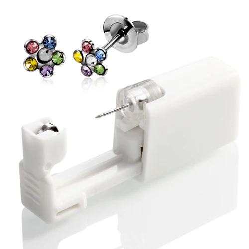 6mm Silver Flower SWANJO 1 шт. пистолет для пирсинг для уха Одноразовые Стерильные ухо Прибор Для Пирсинга Хряща трагус Спираль пирсинг пистолет инструменты комплект серьги-гвоздики - Окраска металла: 6mm Silver Flower