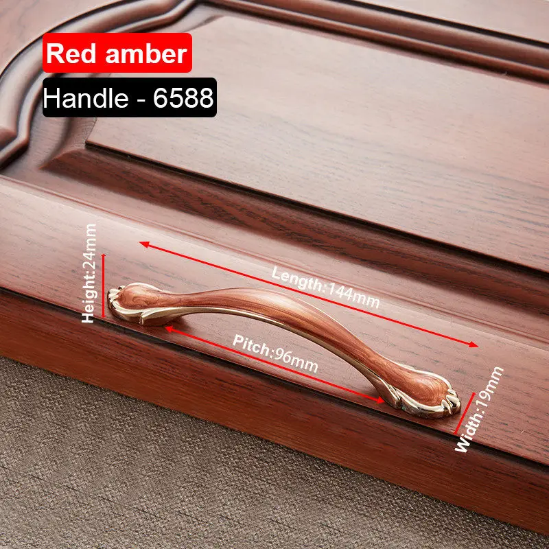 6588-96 Red Amber NAIERDI красный белый Янтарный серии ручки для шкафа цинковый сплав Европейский шкаф ручки для выдвижных ящиков шкаф дверная ручка фурнитура - Цвет: 6588-96 Red Amber