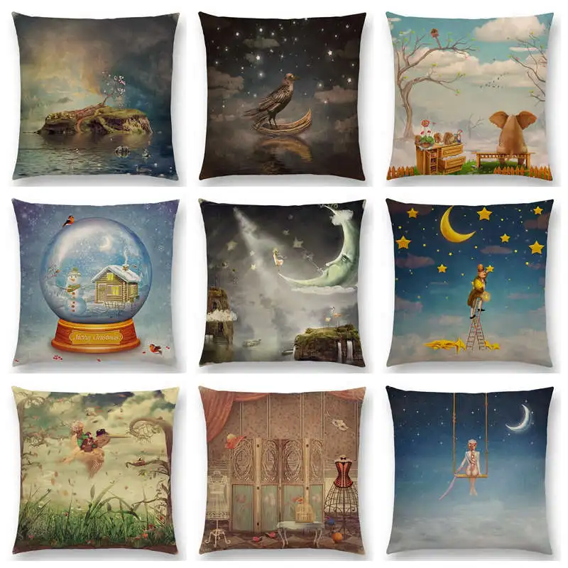 Горячая Распродажа загадочные картины животные лес Ворон фантазия облако небо