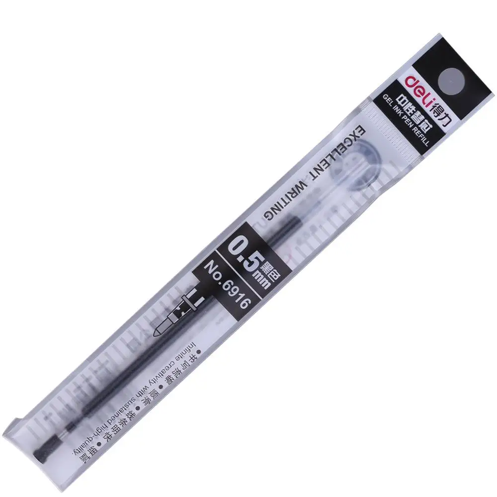 6916-1 black 1pcs Deli 1 шт. чернила для гелевой ручки, заправка 0,5 мм, пресс-машина, тип стука, 3 цвета, пружинная головка, канцелярские принадлежности, офисные школьные принадлежности, 6906 - Цвет графита: 6916-1 black 1pcs