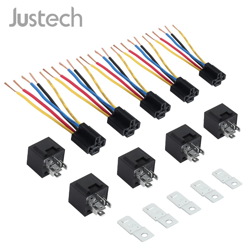 

Justech 5 Pair SPDT Relay With Relay Socket Wire 5 Pin 12V 12 Volt DC 40A AMP Relay & Socket For Car Auto Truck