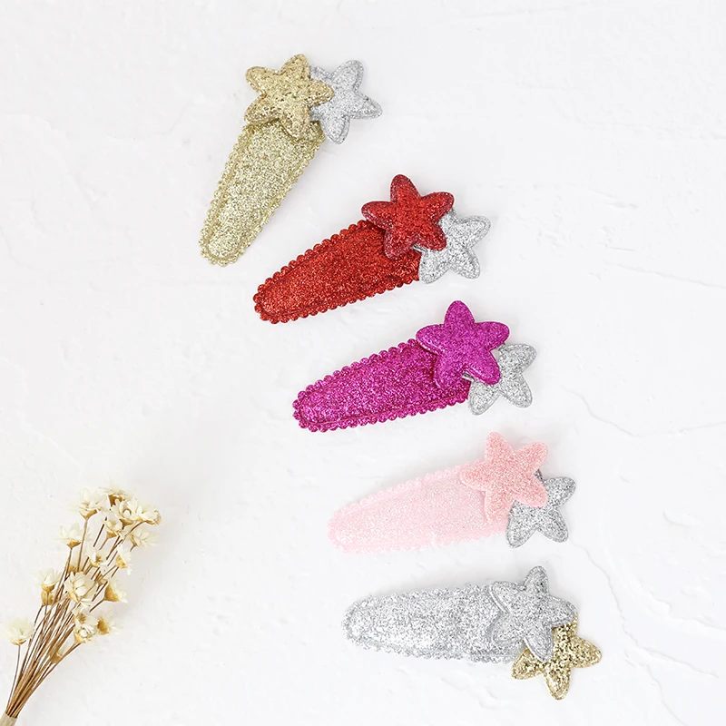 20 шт./лот блеск металлик Золотая Звезда кнопки Заколки для волос Малыш