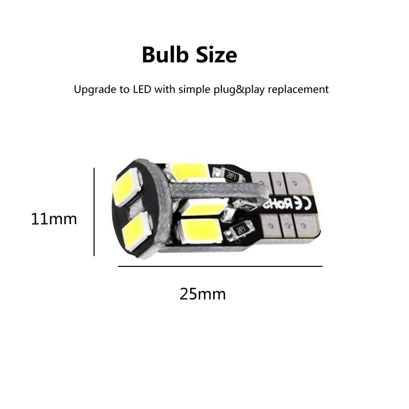 2 шт. T10 Canbus светодиодный без ошибок 194 168 10SMD 5730 автомобильный инструмент панель