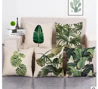 

Tropical rainforest plant leaf throw pillowcase decorative sofa cushion cover large leaf pillow cover for back cushion case