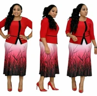 new elegent fashion style african women printing plus size dress l 3xl formal suit office african style autumn skirts jacket