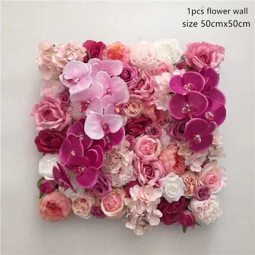 C 50cmx50cm 3D Искусственные цветы горячие розы орхидеи Розовый пион поддельные цветы стены для Блестящий Фон для фотосессии украшения - Цвет: C 50cmx50cm