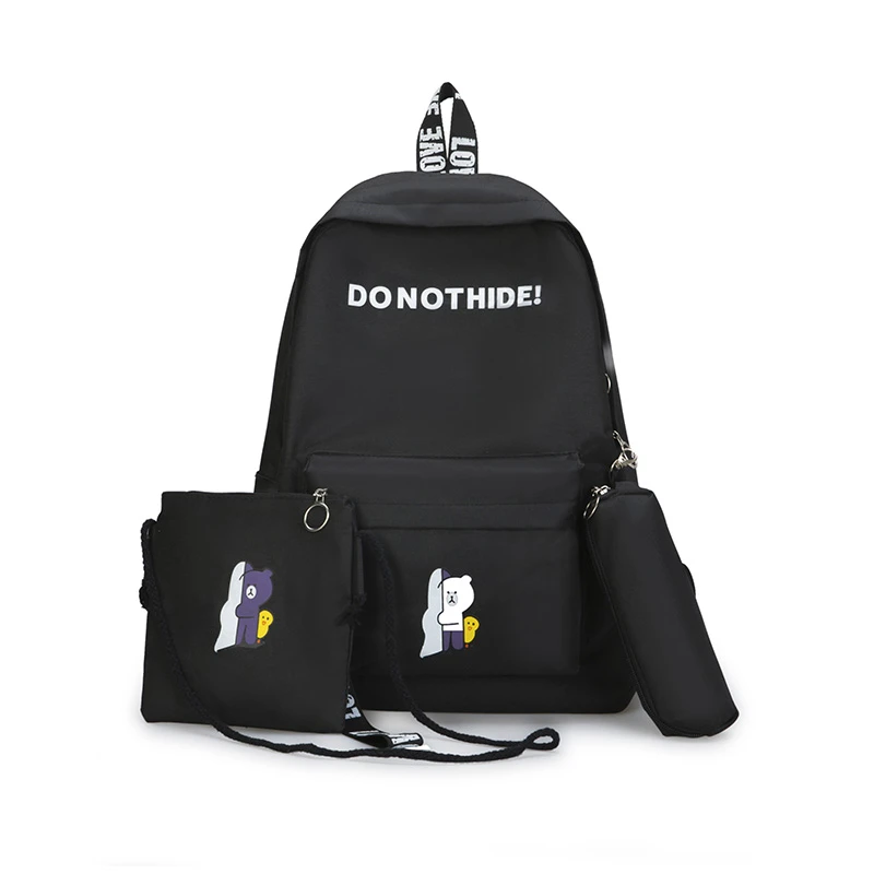 Женский школьный рюкзак Bolsos Para Mujer 3 шт./компл. холщовый с буквенным принтом