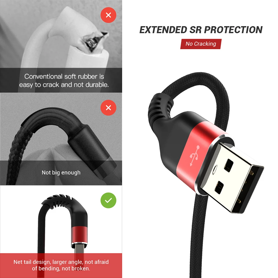 QGeeM Micro USB кабель 2.4A нейлон Быстрая зарядка для передачи данных Samsung Xiaomi LG планшет