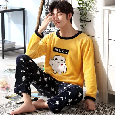 Большие размеры, S-4XL, 5 xl, женская пижама, мультяшный коралловый флис, комплект для отдыха, 6XL, фланелевые пижамы, наборы, зимние, мужские, толстые, теплые, большие, с круглым вырезом - Цвет: model 7