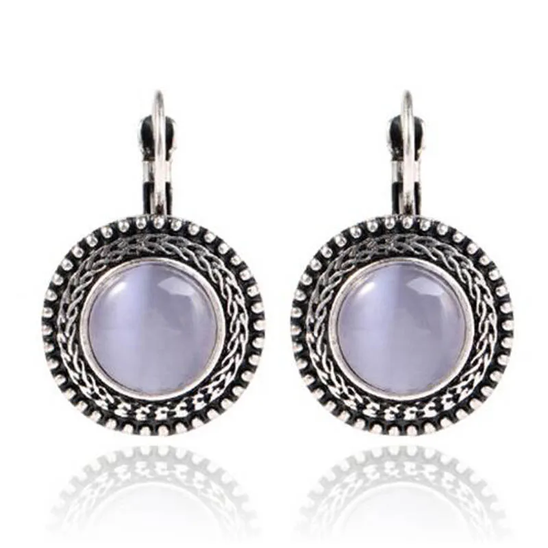Aretes de mujer, новинка, Круглый, черный, синий, фиолетовый, кошачий глаз, сплав, серьги для женщин, ювелирные изделия для ушей