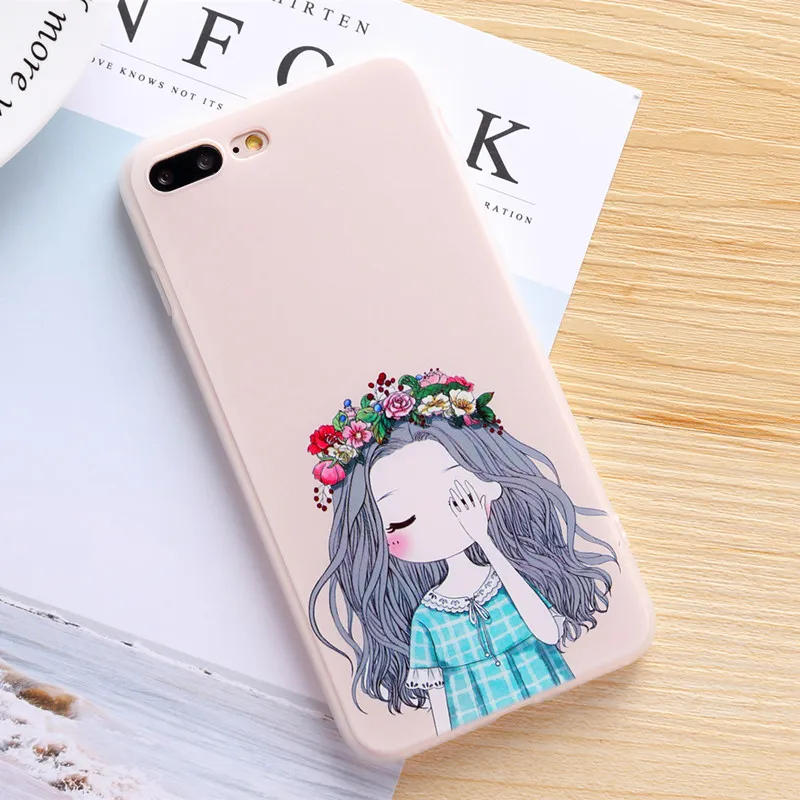 Мультяшный чехол для iPhone 5 5S SE 6s 7 8 Plus матовый Силиконовый мягкий телефона TPU