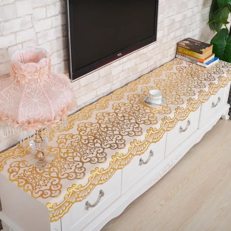 Позолоченная ПВХ скатерть водонепроницаемые маслостойкие пластиковые скатерти