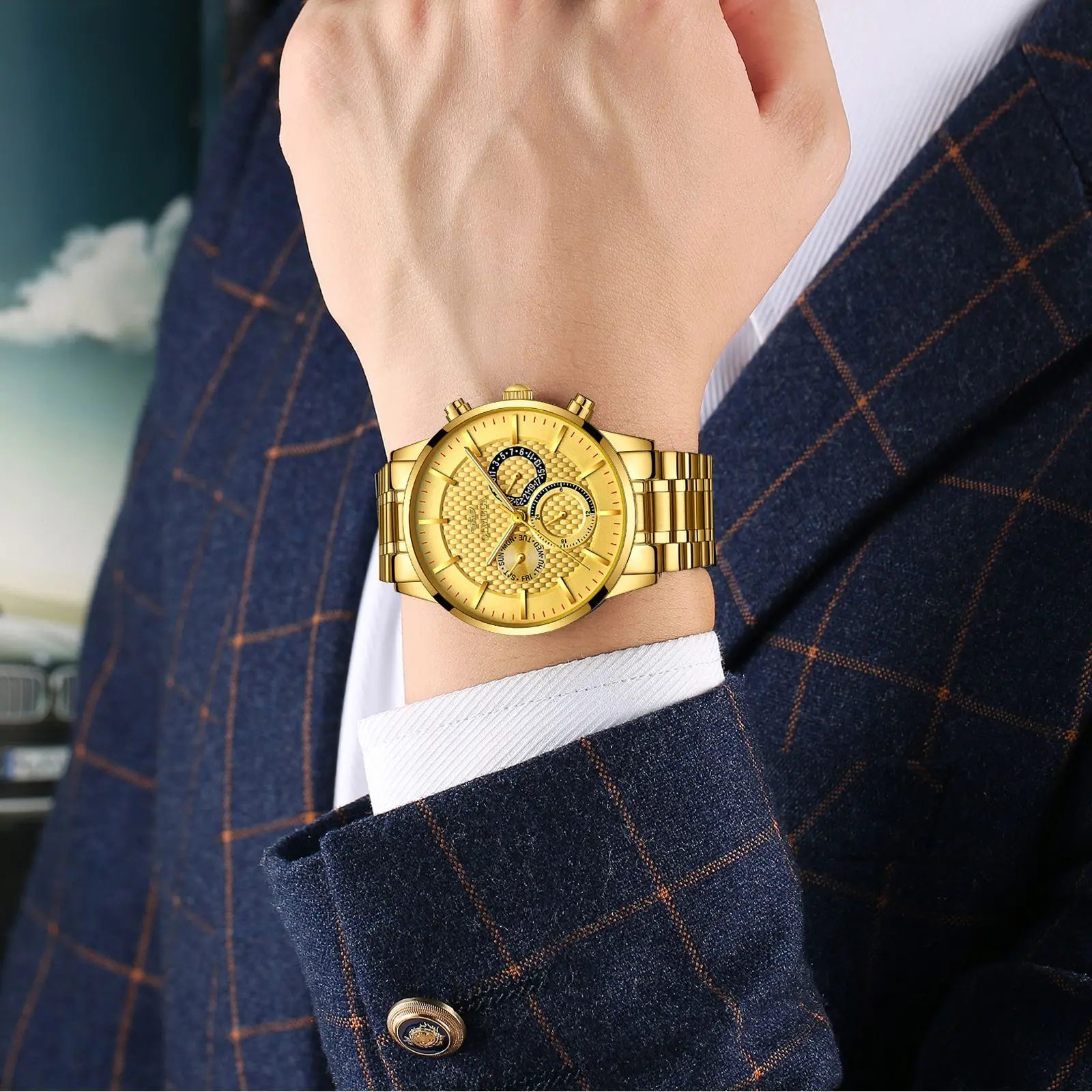 OLMECA многофункциональные мужские часы спортивные водонепроницаемые кварцевые с