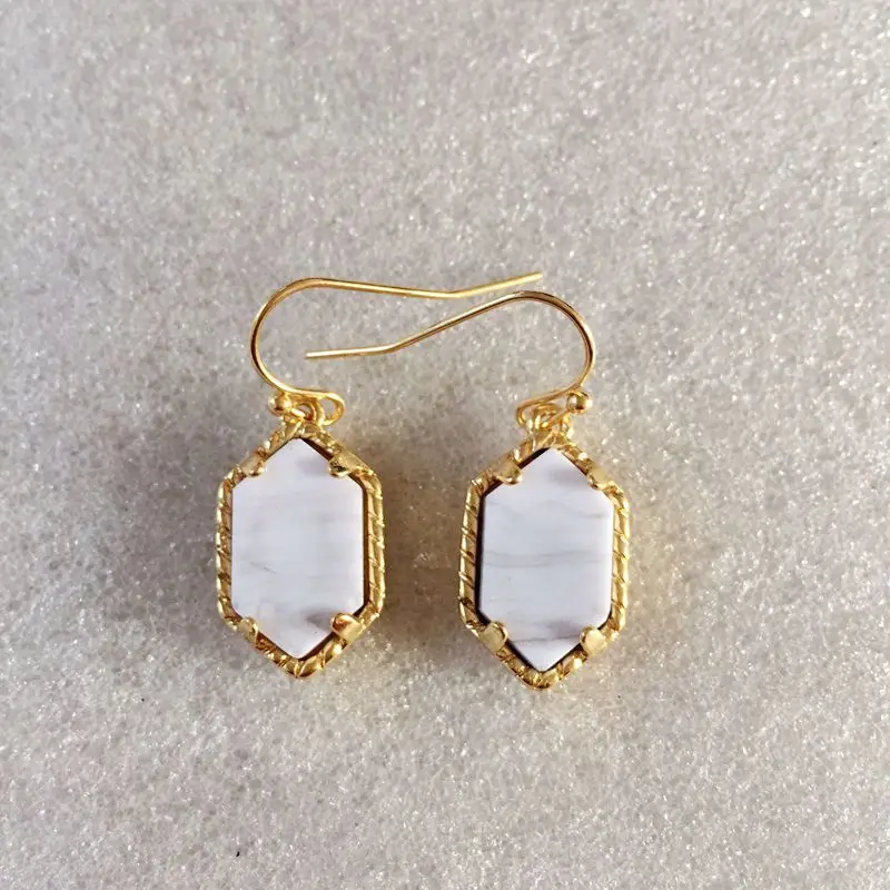 20 вариантов Drusy шестигранные Висячие серьги имитация лавы камни Друза серьги золотой цвет брендовые ювелирные изделия для женщин