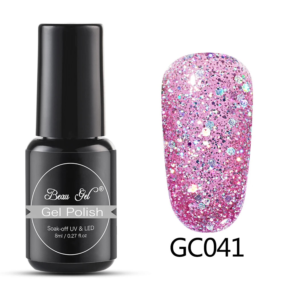 GC041 Beau гель 8 мл Bling Блестящий Гель-лак для ногтей замачиваемый УФ светодиодный блестящий гель с блестками маникюрный лак Полупостоянный Алмазный Гель-лак - Цвет: GC041