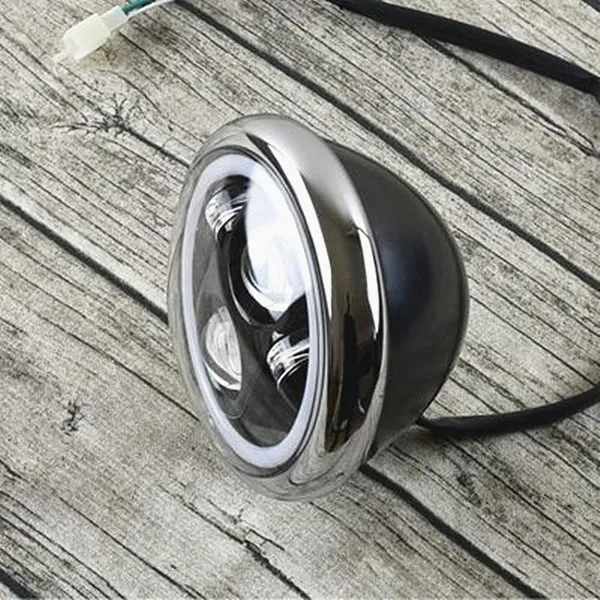 plating and black Круглый 5,75 дюймов Универсальный винтажный мотоцикл кафе фара головного света для гоночного мотоцикла мотоцикл передний светильник дальний светильник на заказ светодиодный светильник на голову - Цвет: plating and black