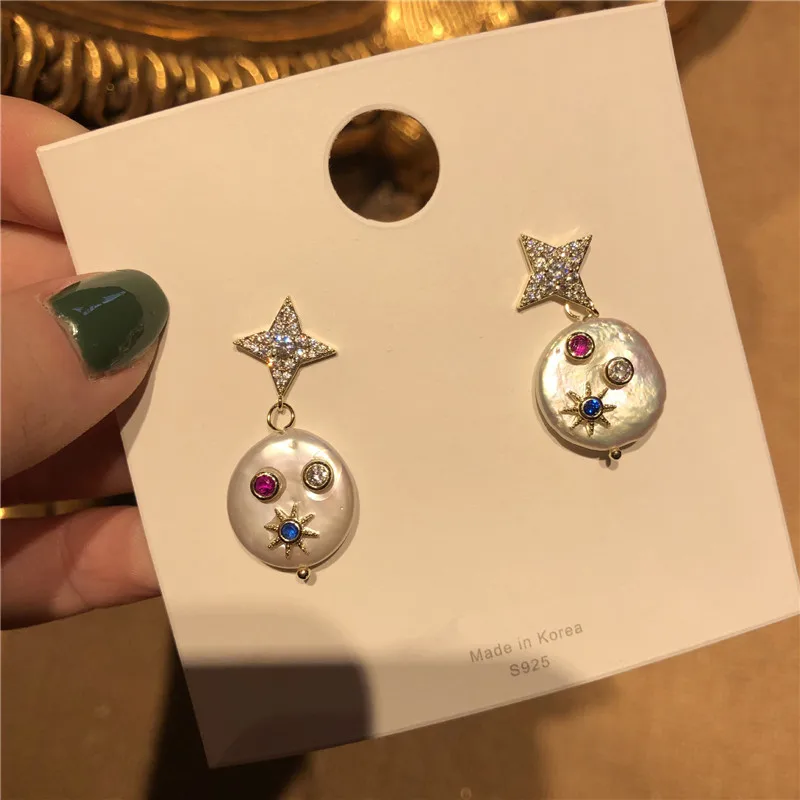 Женские серьги подвески с пресноводным жемчугом в Корейском