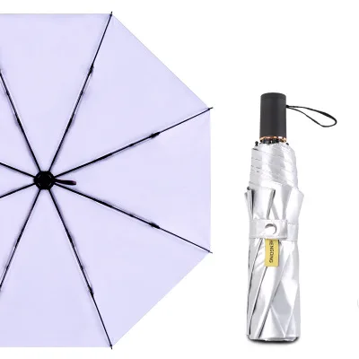 purple Fashion Silver Reflective Umbrella Rain Women Anti UV Windproof Folding Umbrellas Travel Business Umbrella Man parasol Paraguas зонт прозрачный - Цвет: purple
